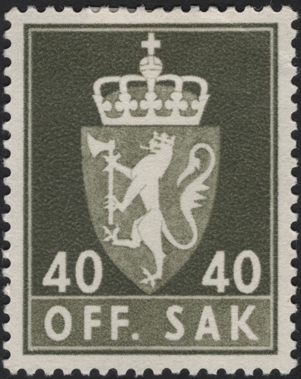 SCG3854 - Norway 40 Øre "Off. Sak" Official Stamp – Lion and Axe Design