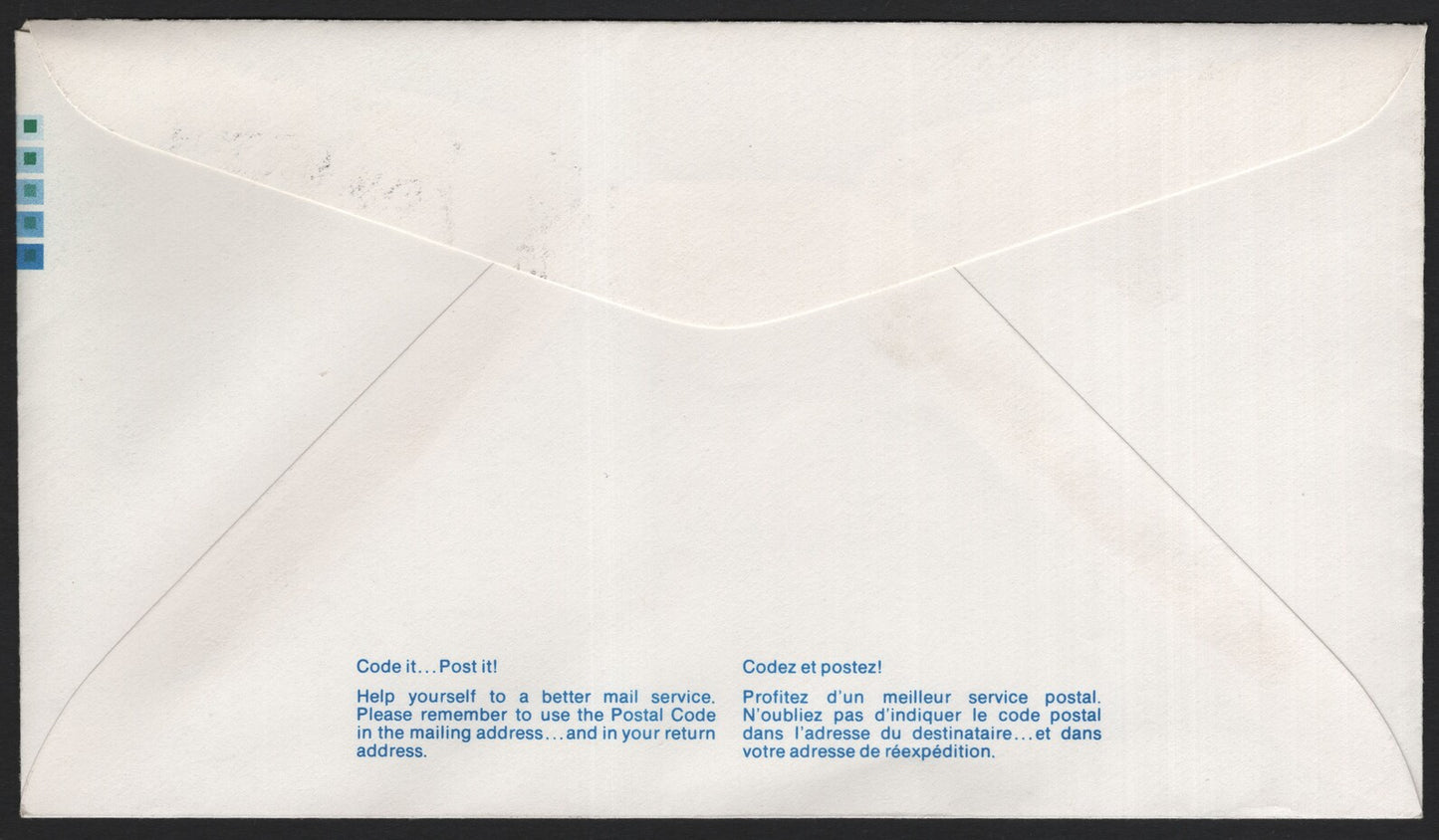 SCG3791 - Canada 1970s Postal Stationery Envelope – 12¢ Blue-Green Issue (Surcharged 15¢)