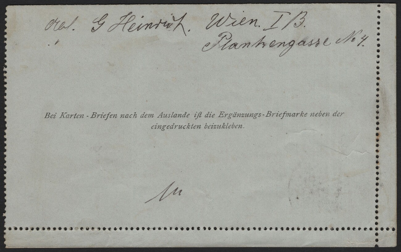 SCG3805 - Austria 1890 – 5 Kreuzer "Karten-Brief" Postal Stationery (Vienna to Wolfenbüttel, Braunschweig)