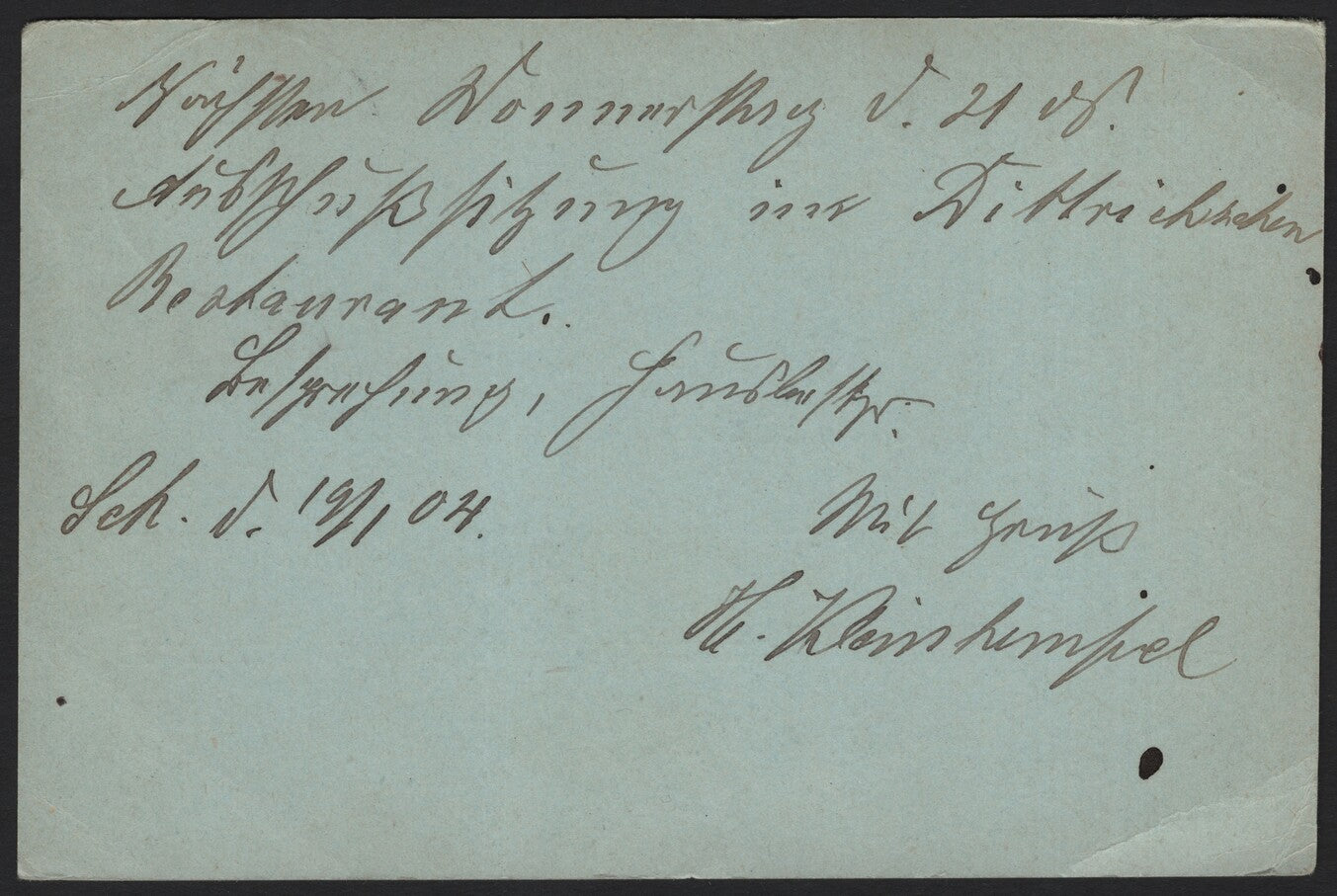 SCG3811 - Germany 1904 Postal Card – Germania Issue (2 Pfennig, Blue)