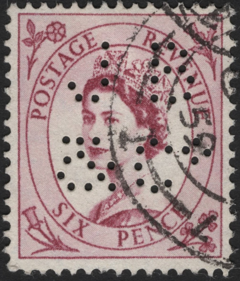 SCG3826 - Great Britain – Queen Elizabeth II Six Pence (Perfin)