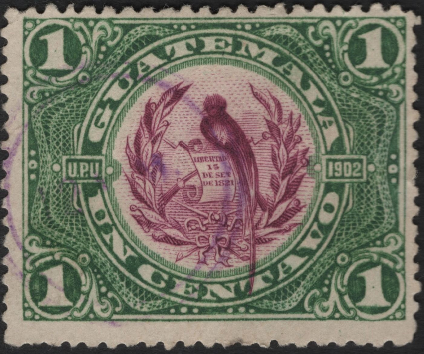 SCG3847 - Guatemala 1902 – 1 Centavo Quetzal Stamp