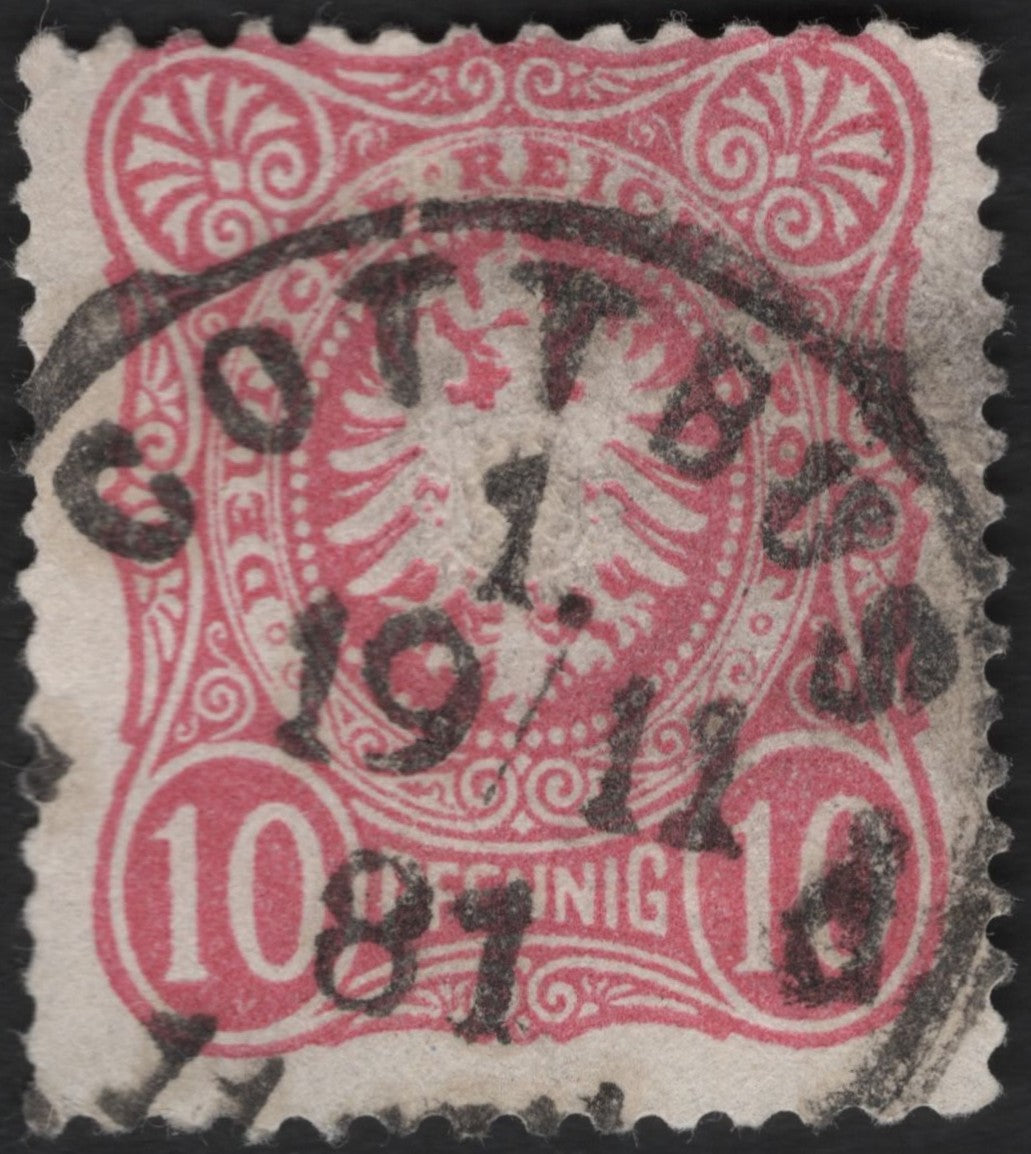 SCG3786 - Germany 1875 – 10 Pfennig Reichspost Stamp (Cottbus Cancel)