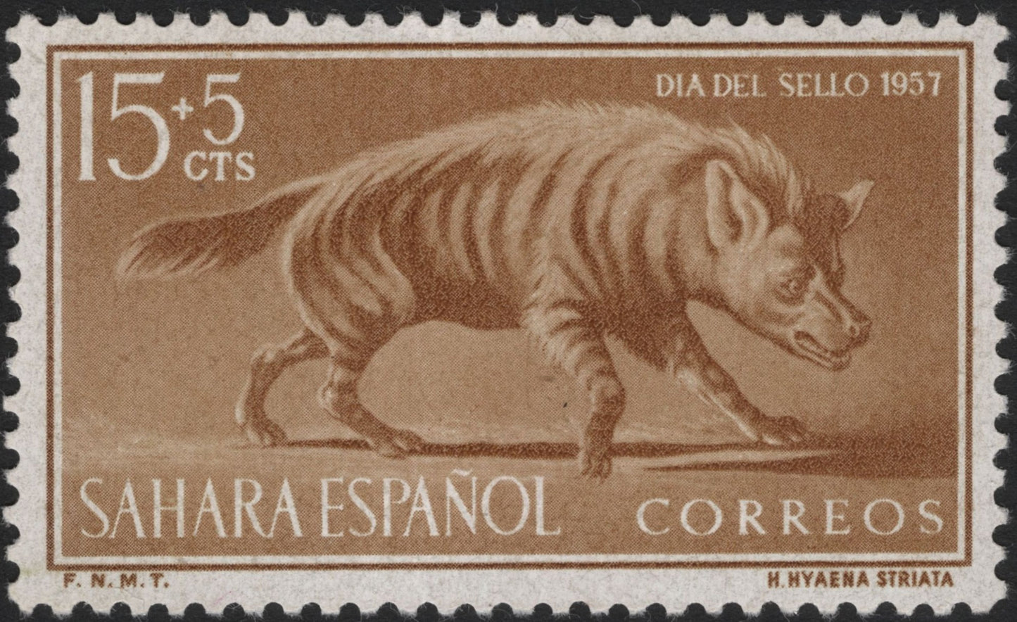 SCG3880 - 1957 Spanish Sahara “Striped Hyena” Stamp – Day of the Stamp Issue