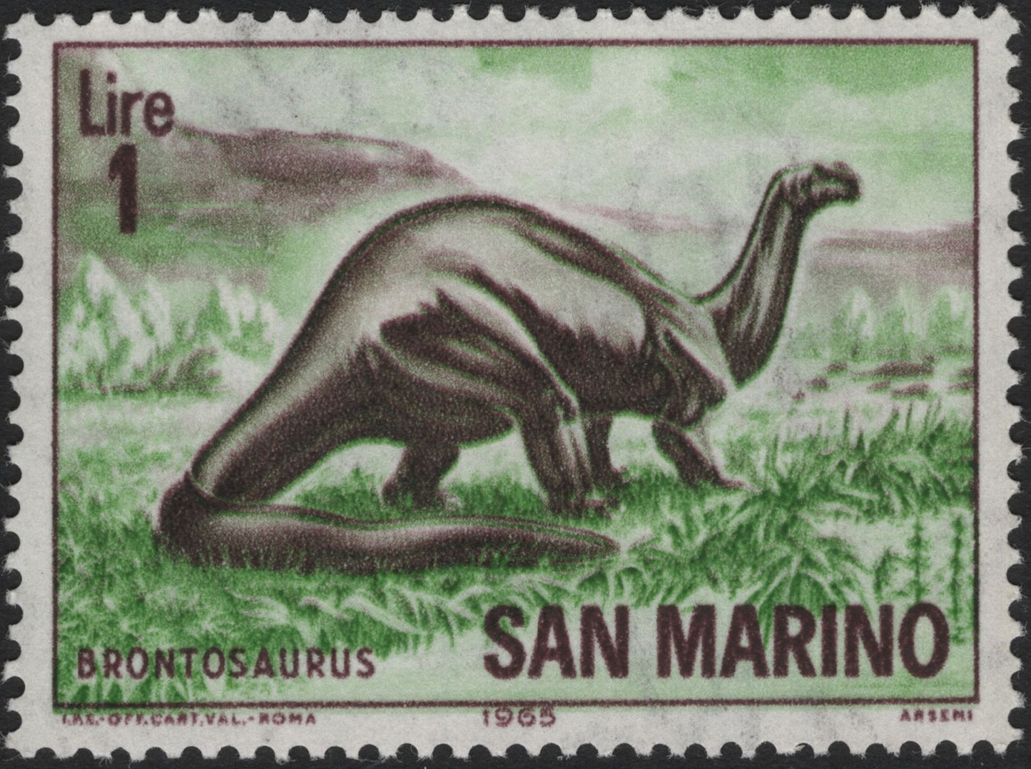 SCG3897 - San Marino 1965 – Brontosaurus, 1 Lira