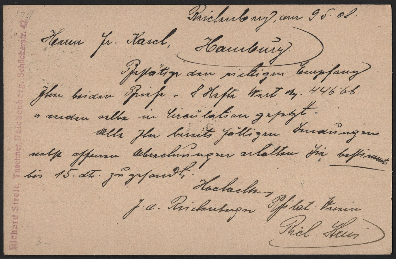 SCG3941 - Austria 1902 – 5 Heller Green Postal Card to Hamburg