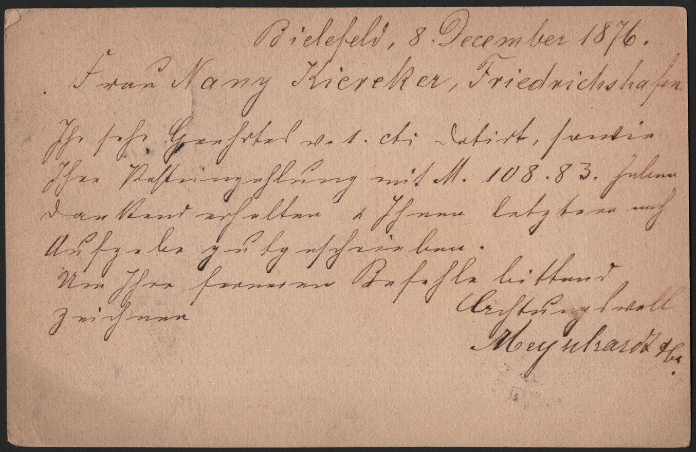 SCG3949 - Germany 1876 Postal Card – Deutsche Reichspost