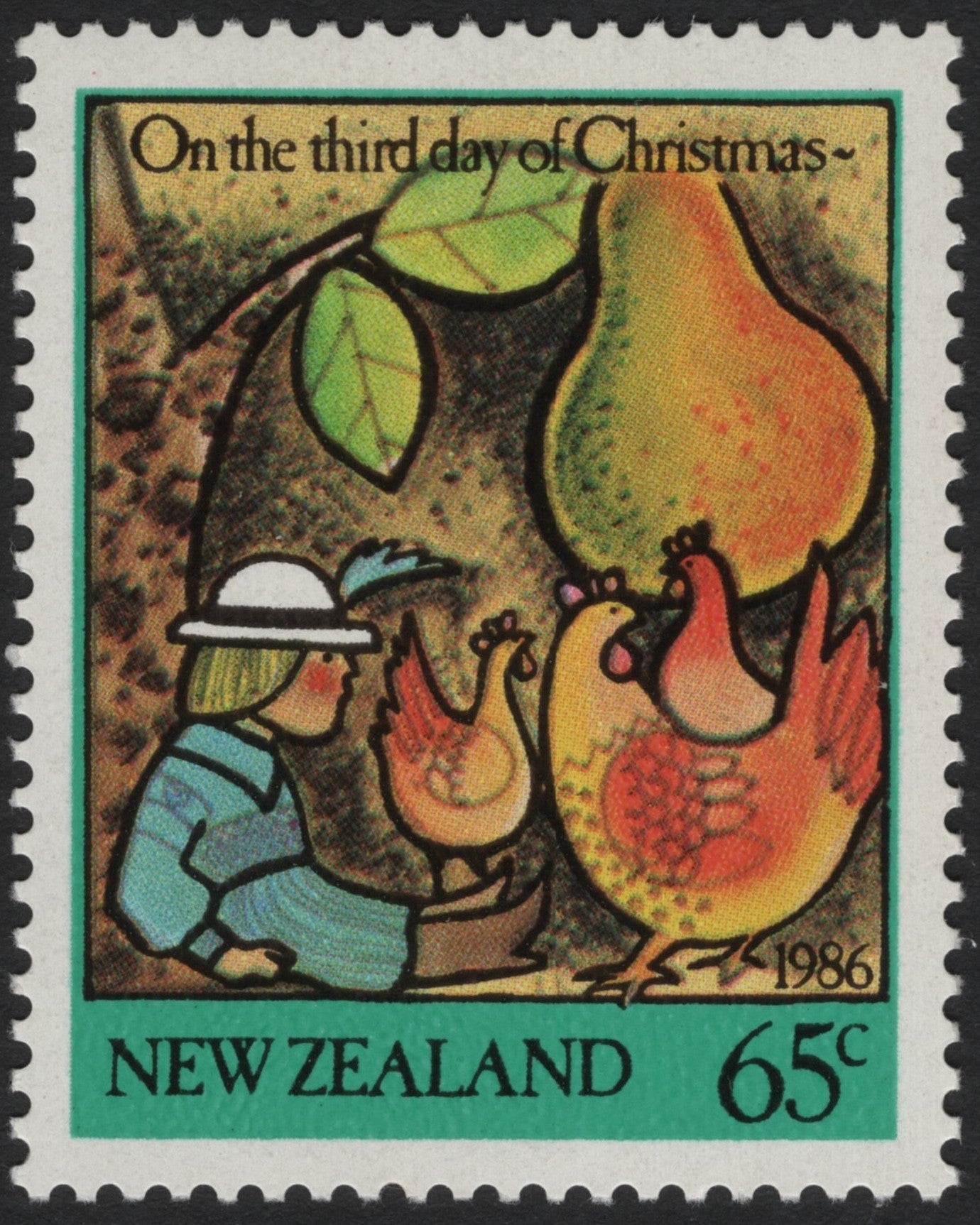 SCG4022 - New Zealand 1986 Christmas Stamp – “On the Third Day of Christmas” (65c)