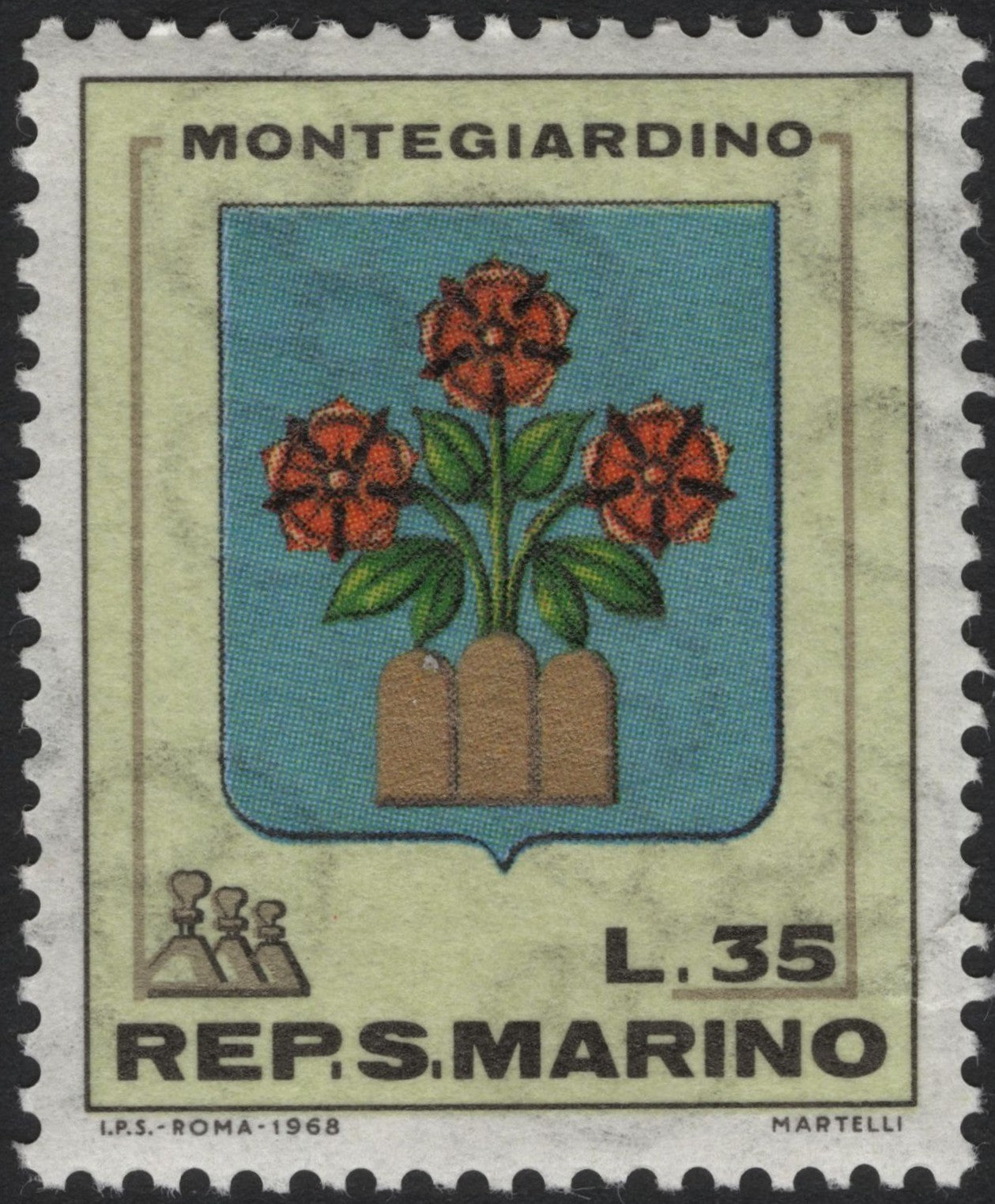 SCG4071 - San Marino 1968 – Montegiardino Coat of Arms (L.35)