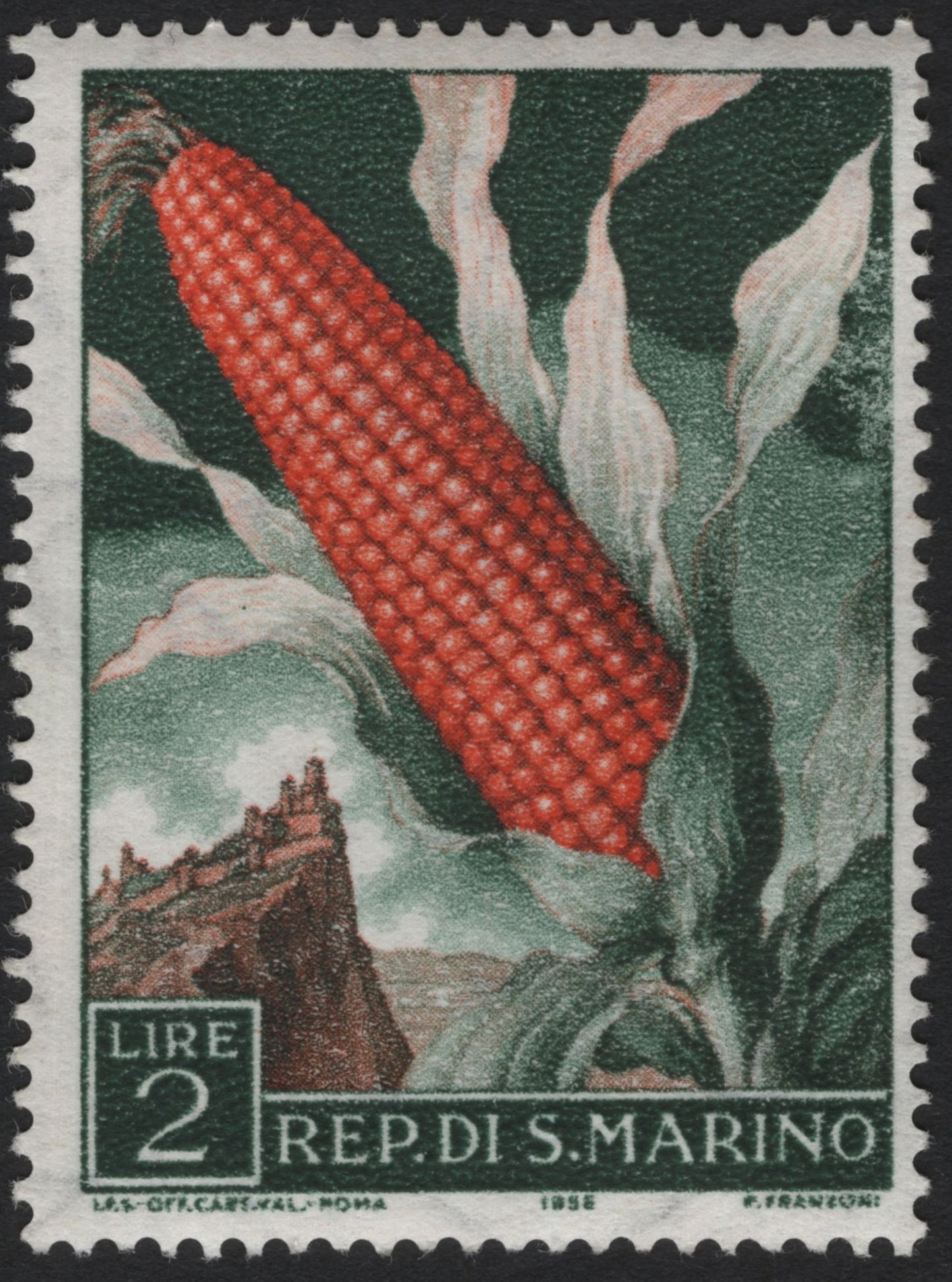 SCG4036 - San Marino 1953 – Red Maize (Corn) 2 Lire