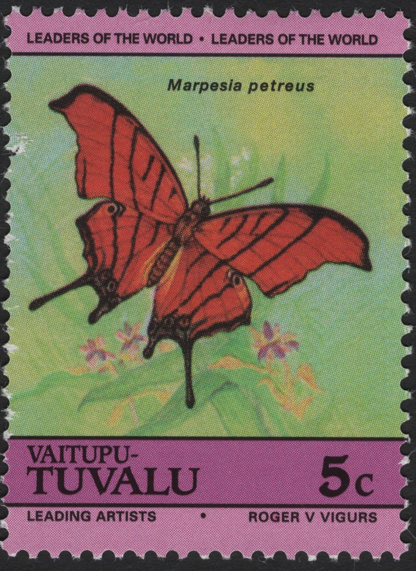 SCG4125 - Tuvalu (Vaitupu) 1985 – Marpesia Petreus Butterfly, 5c