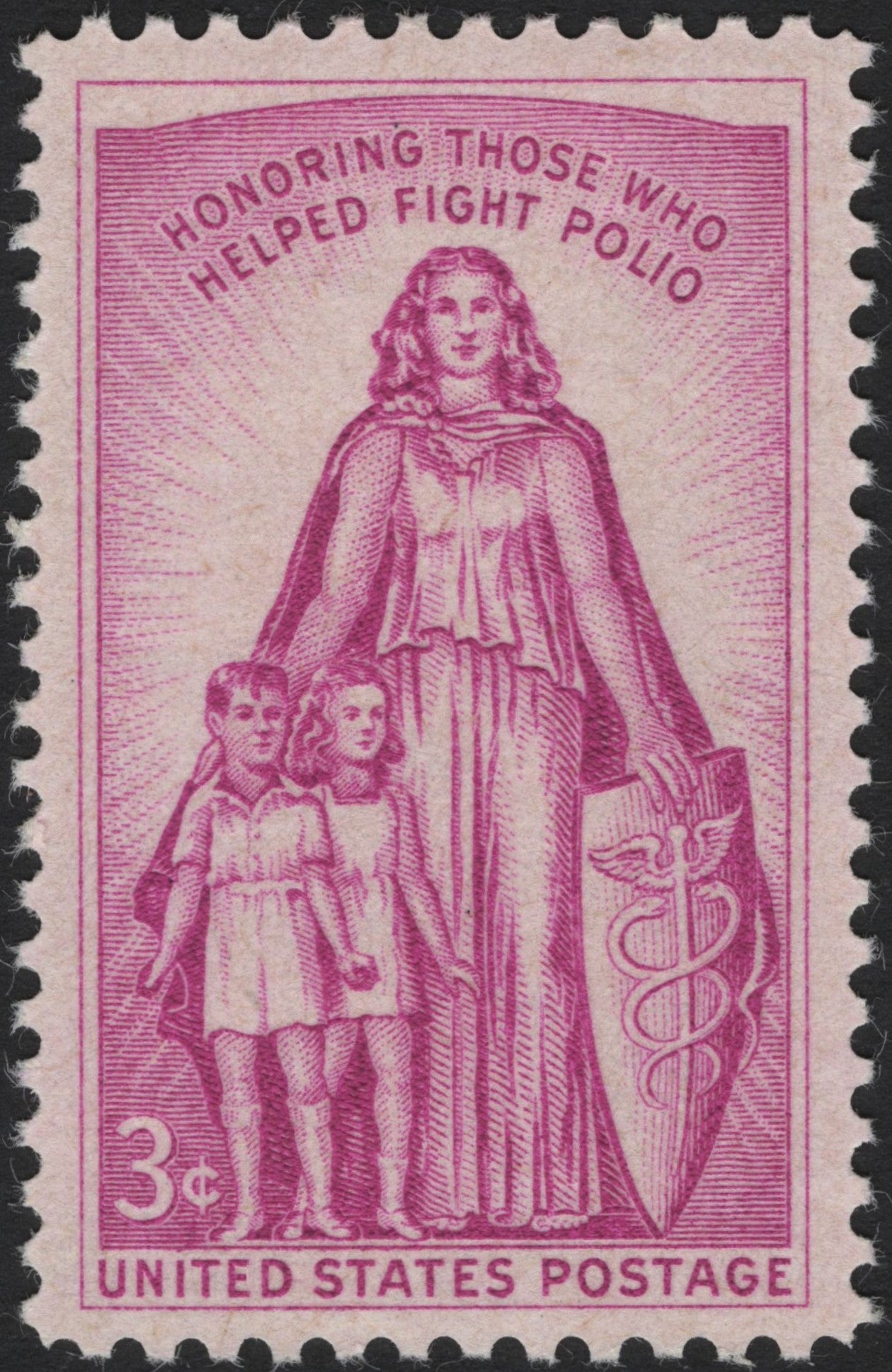 SCG4142 - United States 1957 – Honoring Those Who Helped Fight Polio (3¢, Magenta)