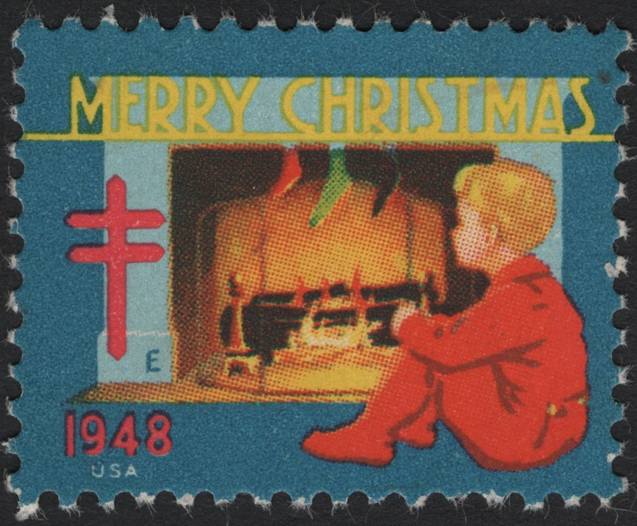 SCG4129 - USA 1948 Christmas Seal – Boy by Fireplace