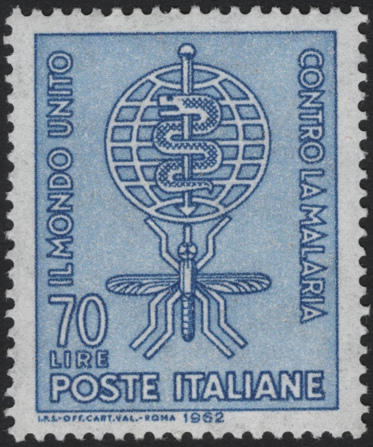 SCG4131 - Italy 1962 – "The World United Against Malaria" 70 Lire Stamp