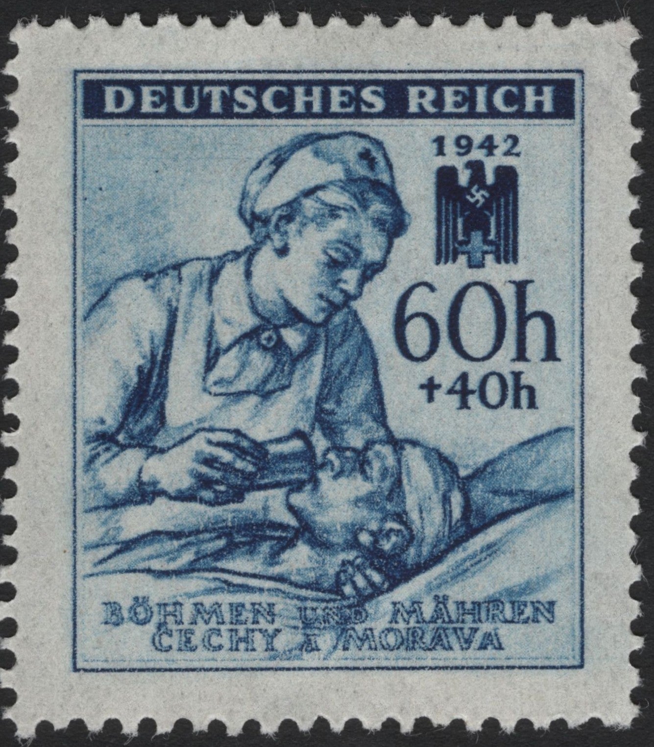 SCG4132 - 1942 Bohemia & Moravia – Red Cross Nurse Caring for Wounded Soldier (Charity Issue)