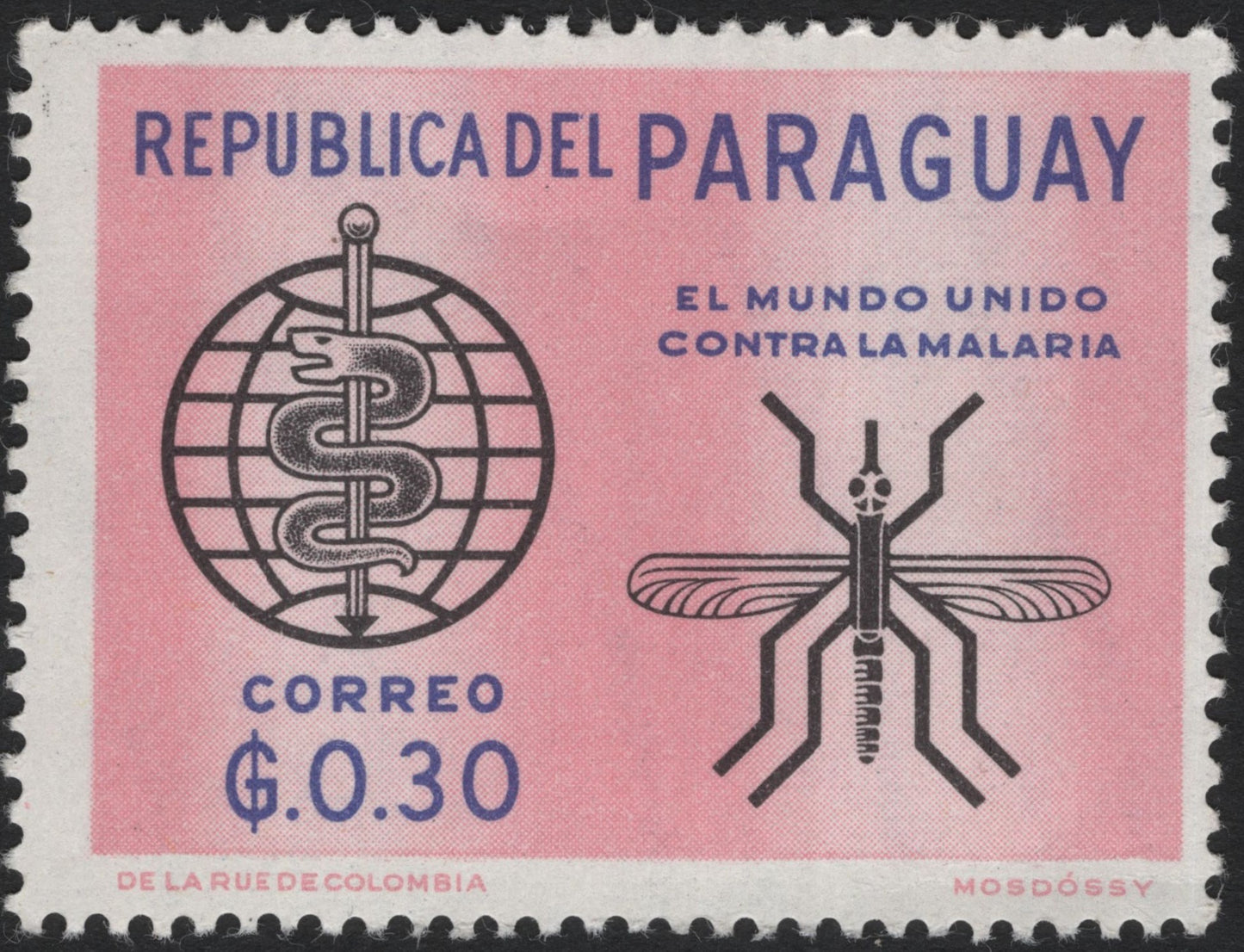 SCG4173 - Paraguay 1962 – World United Against Malaria (₲0.30, Pink)