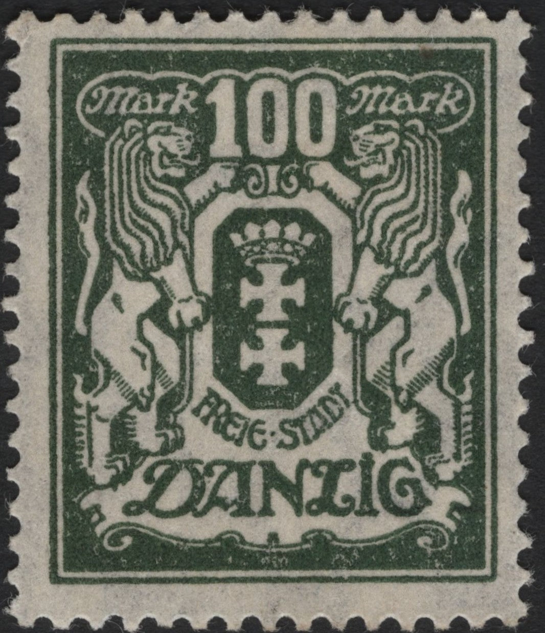 SCG4244 - Danzig 1920 – 100 Mark Coat of Arms Stamp