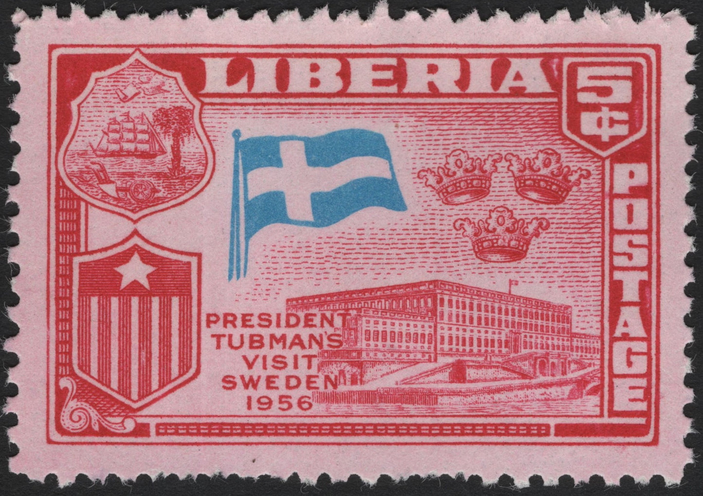 SCG4317 - Liberia 1956 – President Tubman’s Visit to Sweden (5¢)