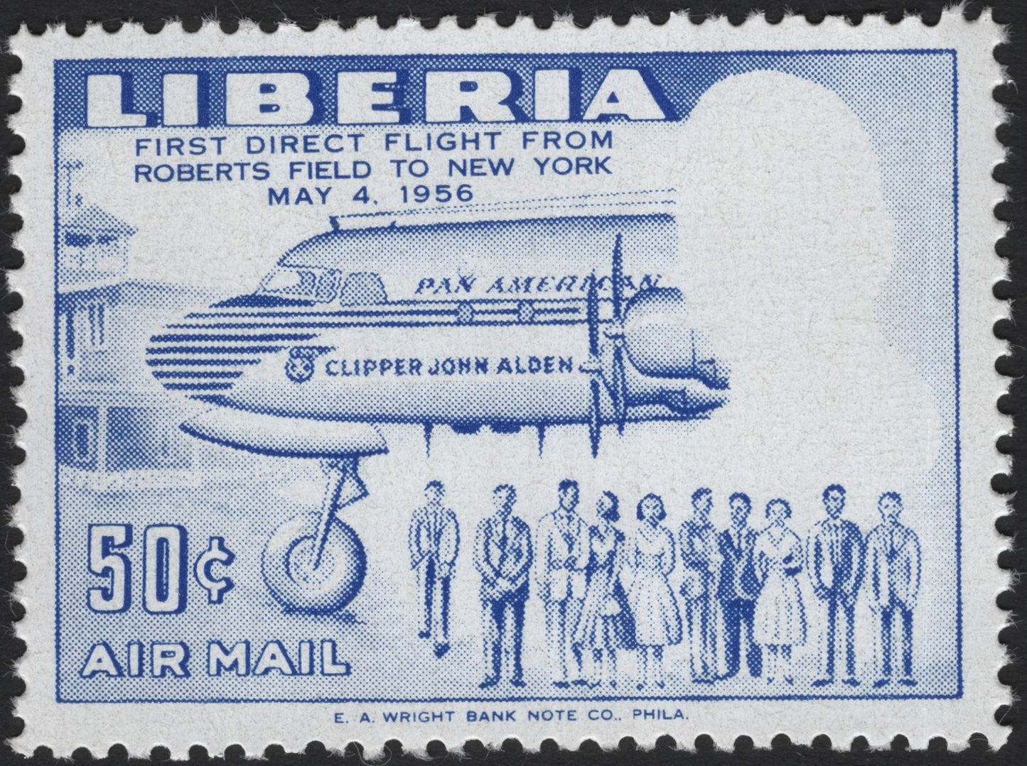 SCG4318 - Liberia 1956 Airmail Stamp – First Direct Flight to New York