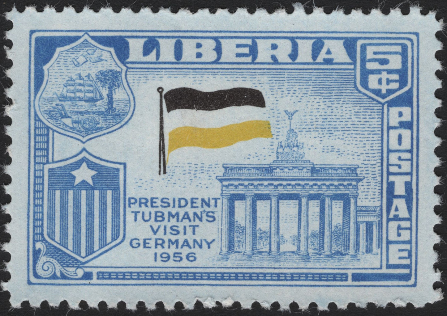 SCG4307 - Liberia 1956 – President Tubman’s Visit to Germany (5¢ Blue)