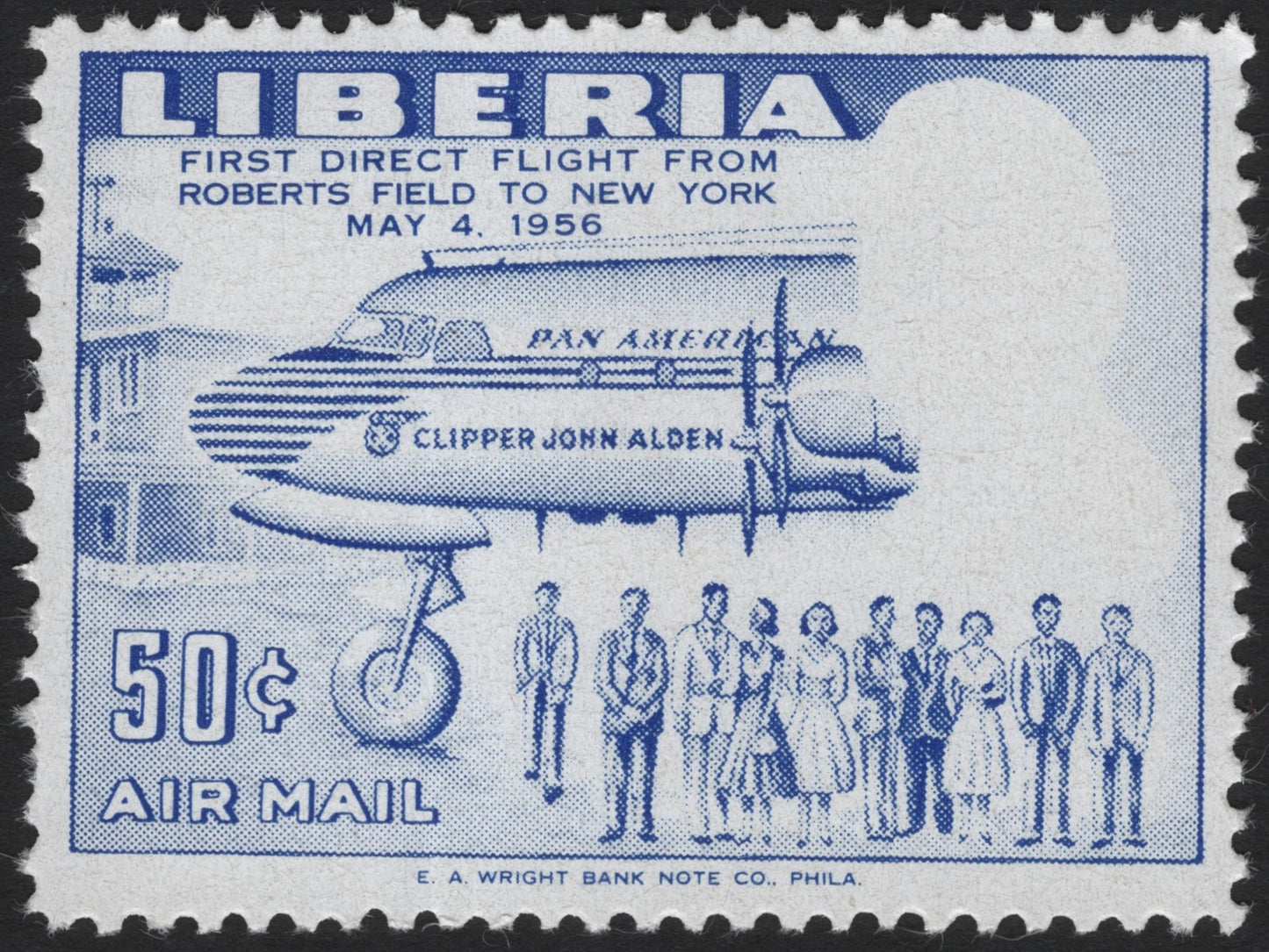 SCG4308 - Liberia 1956 – First Direct Flight Roberts Field to New York, Airmail 50¢