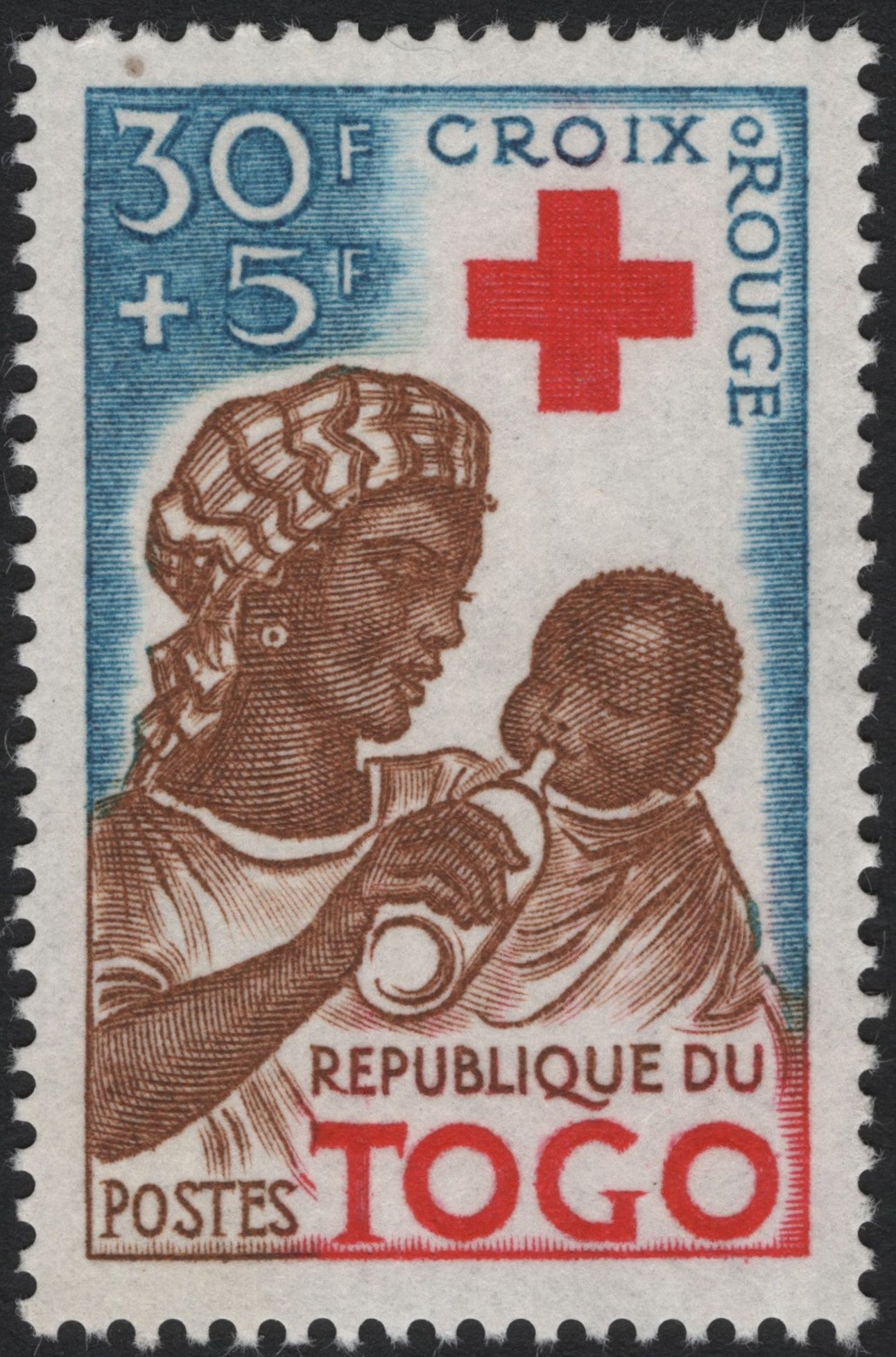 SCG4284 - Togo 1960s Red Cross Semi-Postal Stamp – Mother and Child