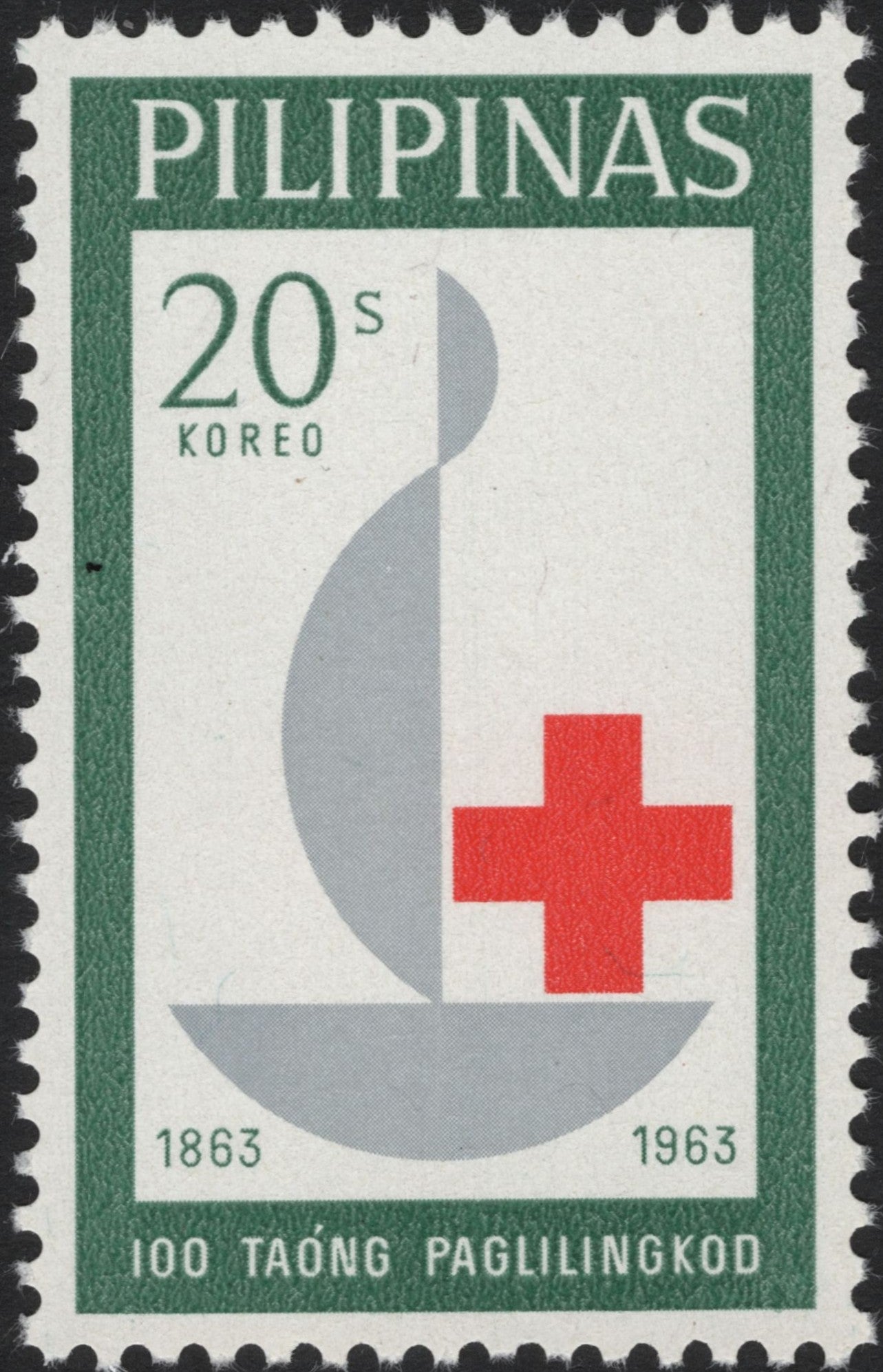 SCG4289 - Philippines 1963 – Red Cross Centenary (20 Sentimos, “Koreo”)