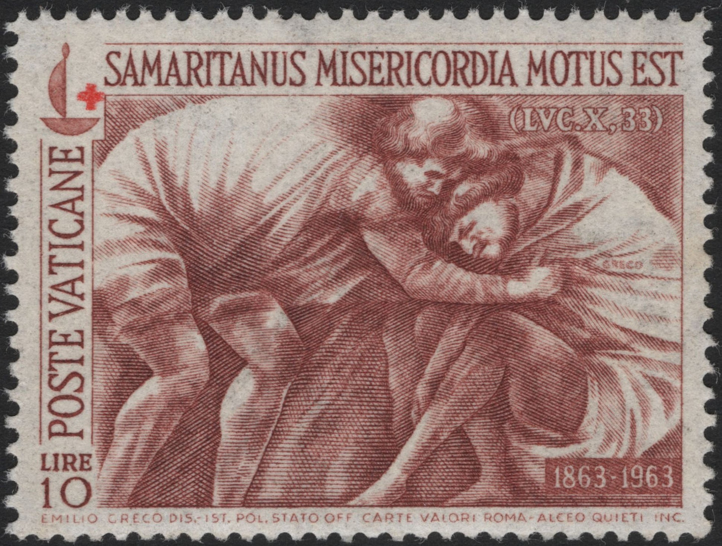 SCG4298 - Vatican City 1963 – Red Cross Centenary "Good Samaritan" 10 Lire