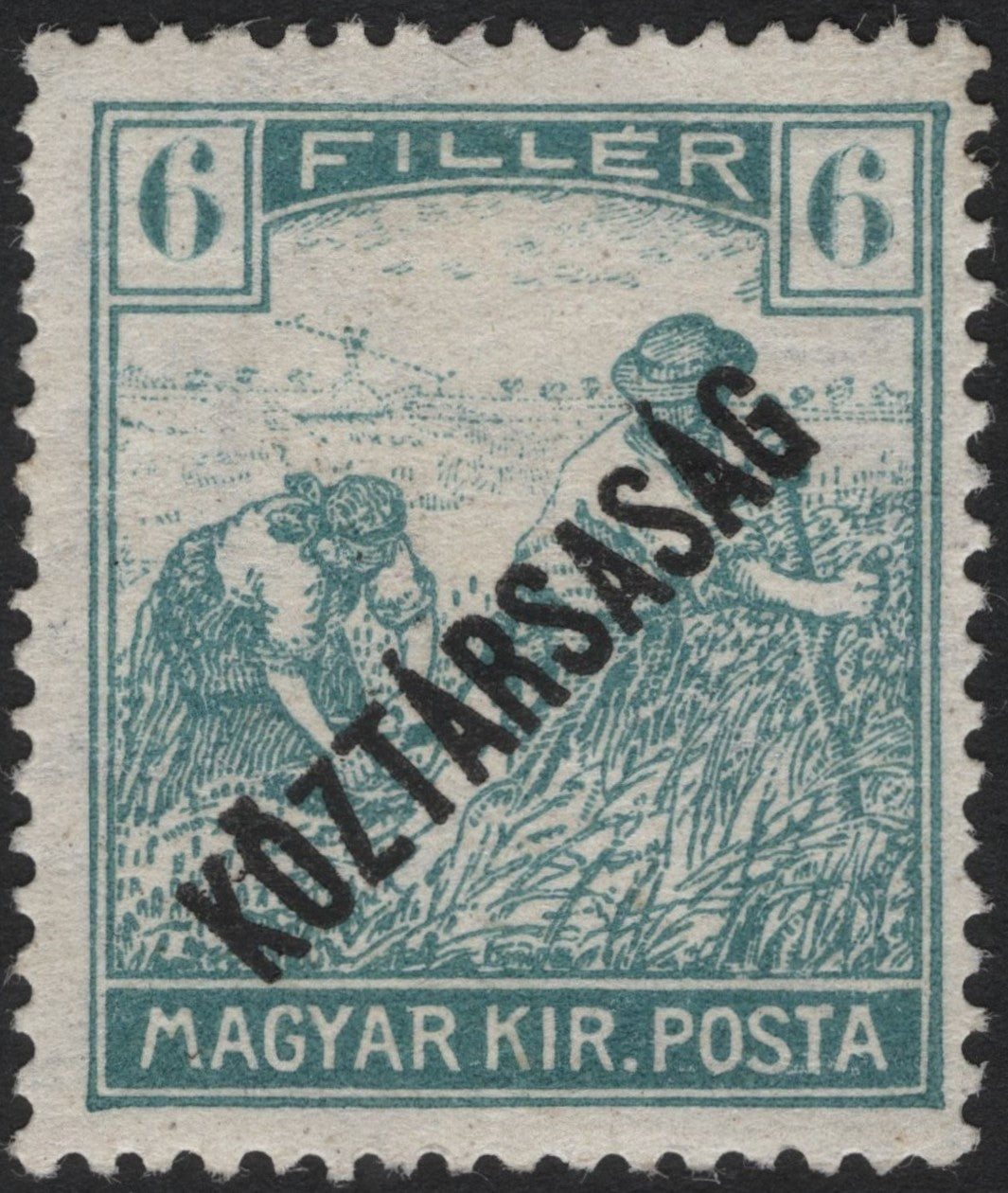 SCG4332 - Hungary 1919 – 6 Filler Harvesters with "Köztársaság" Overprint