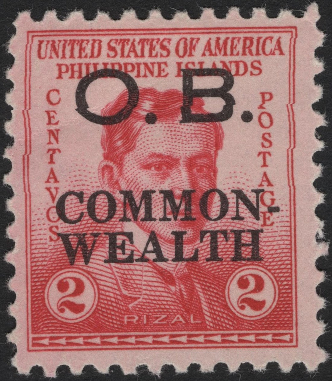 SCG4366 - Philippines (U.S. Administration) – 1935–41 Official Overprint, 2 Centavos José Rizal