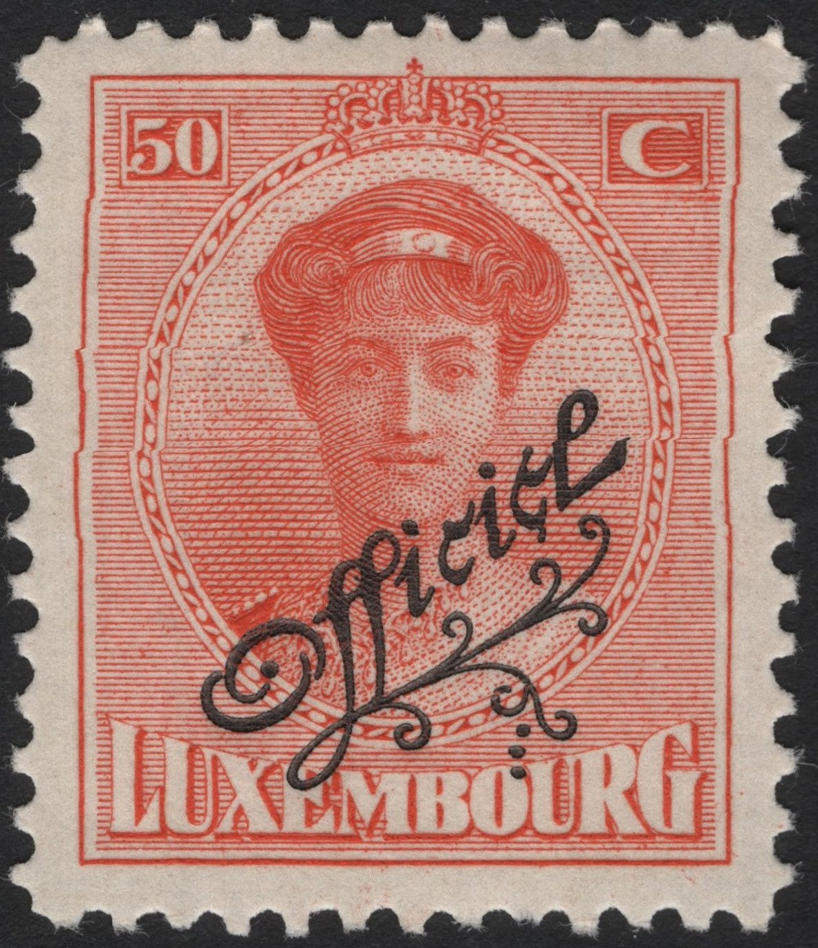 SCG4336 - Luxembourg 50c Official Stamp – Grand Duchess Marie-Adélaïde (1914 Overprint)