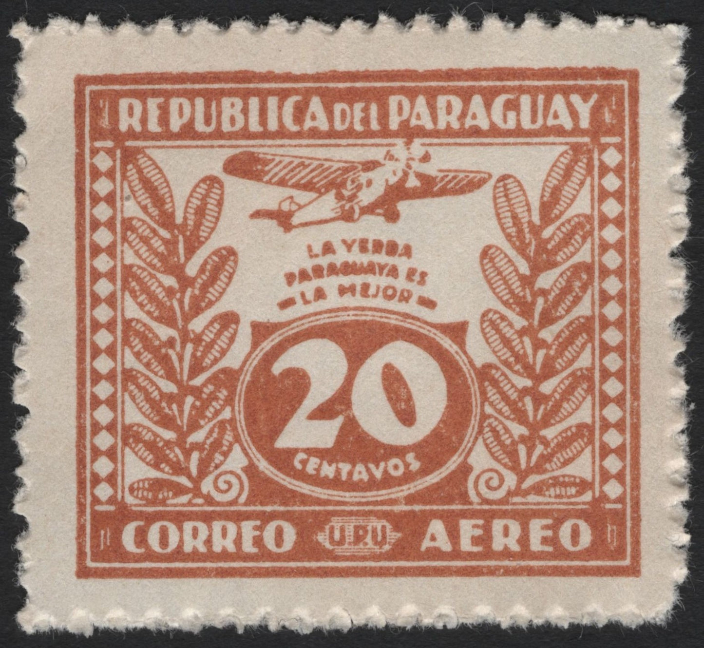 SCG4360 - Paraguay 1930s Airmail 20 Centavos – Yerba Mate Promotion