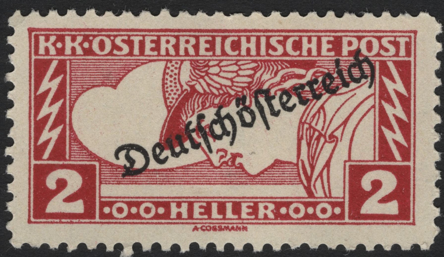 SCG4380 - Austria – 1918, 2 Heller Red “Deutschösterreich” Overprint