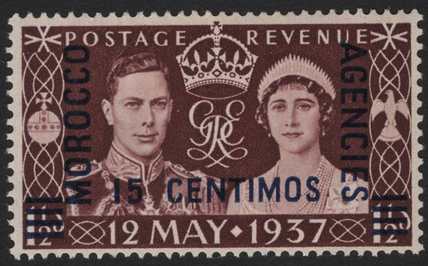 SCG4374 - Morocco Agencies – 1937 Coronation of King George VI and Queen Elizabeth – 15 Céntimos