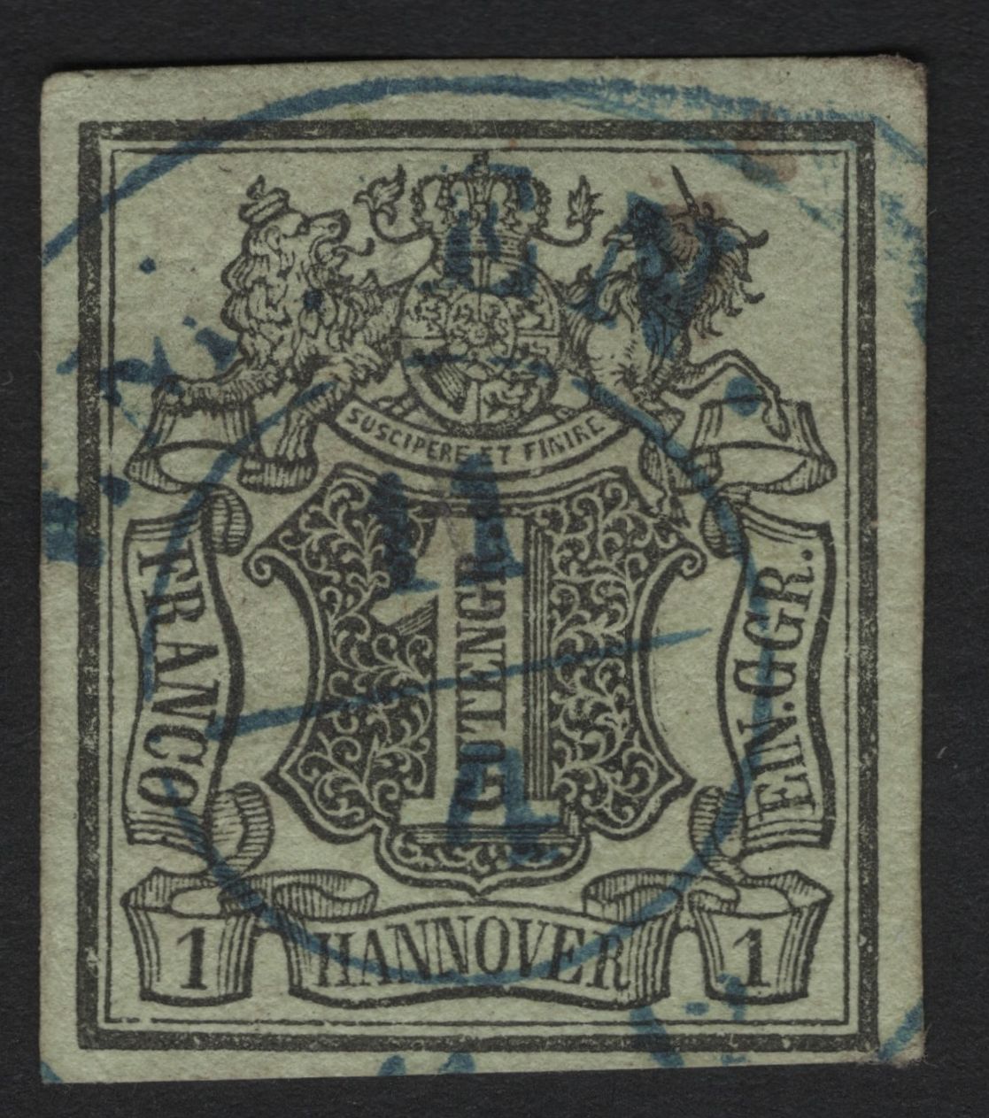 SCG4340 - Hannover 1850 – 1 Groschen Black on Greenish Paper