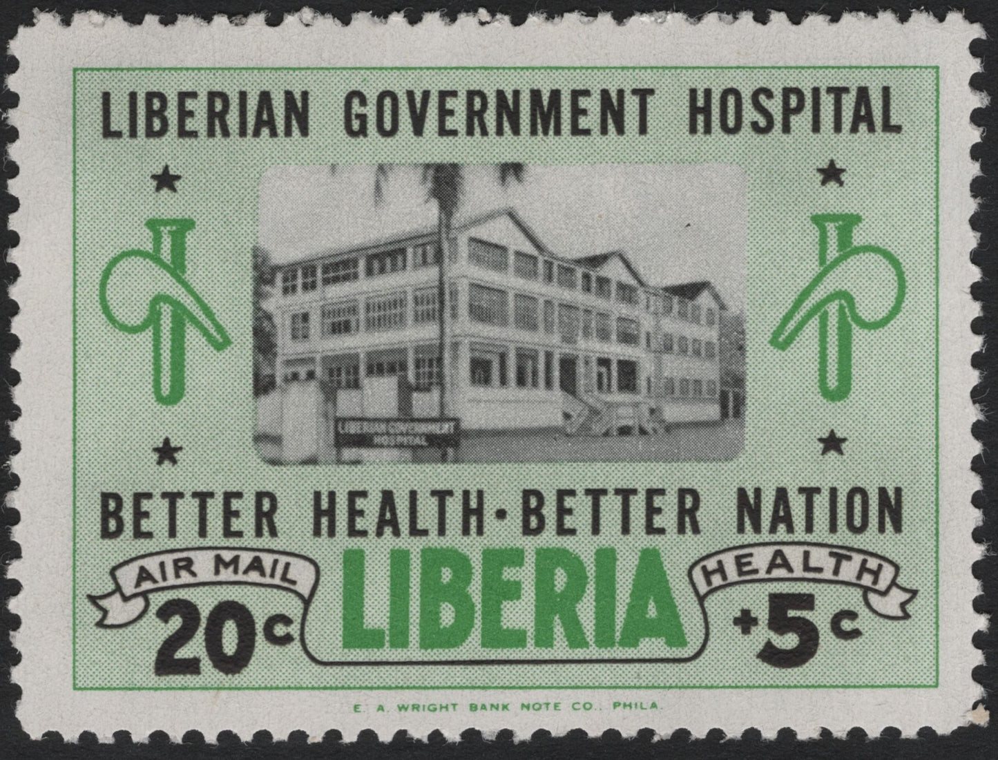 SCG4449 - Liberia – 1960s Liberian Government Hospital Airmail + Health Stamp