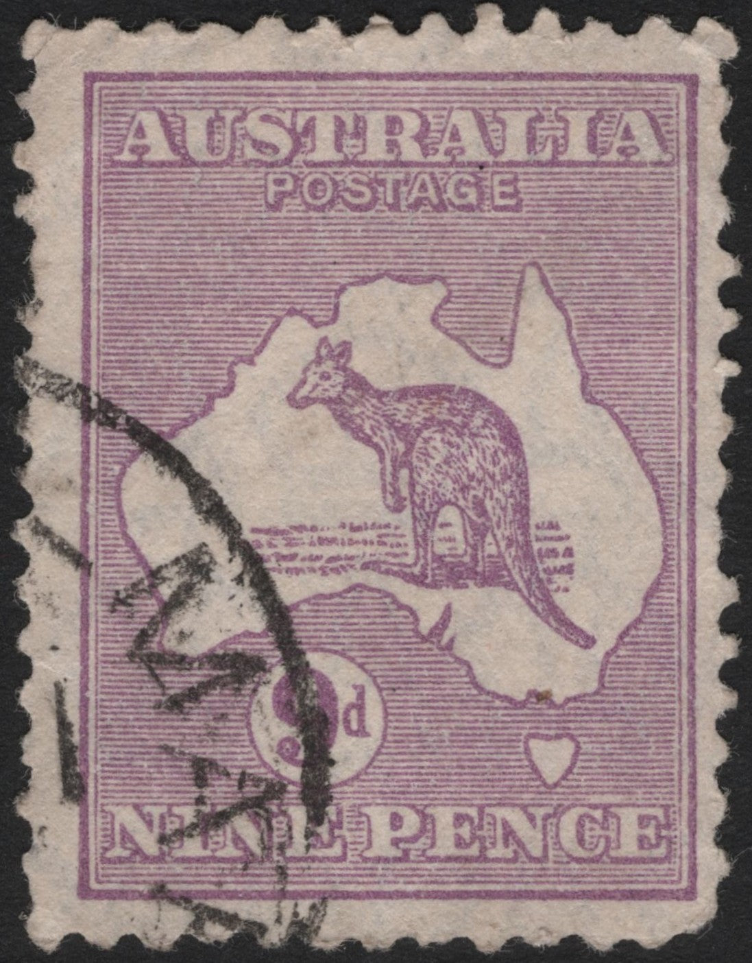SCG4484 - Australia 1913 Kangaroo & Map – 9d Violet