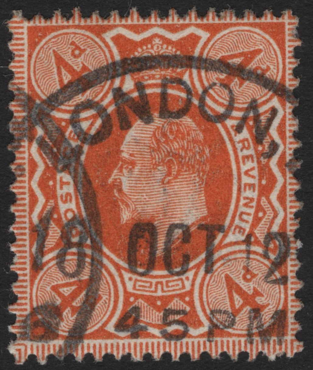 SCG4464 - United Kingdom 1902–1911 King Edward VII 4d Orange Stamp