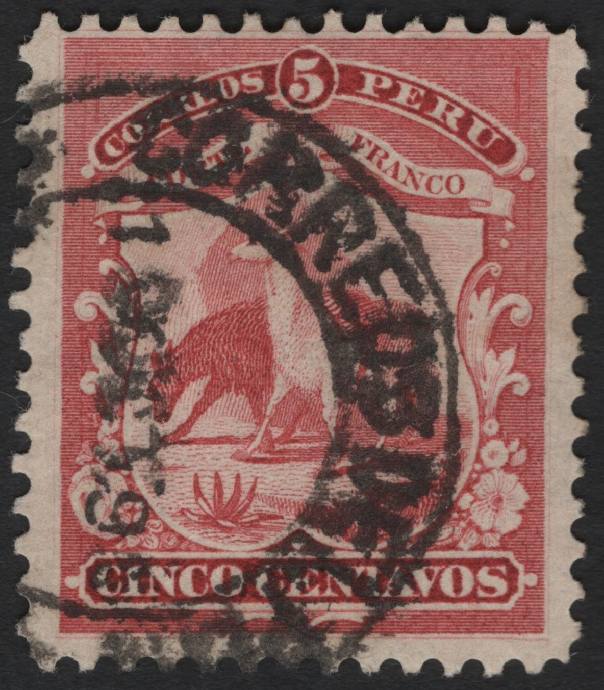 SCG4468 - Peru 1895 – 5 Centavos Red "Llama" Issue