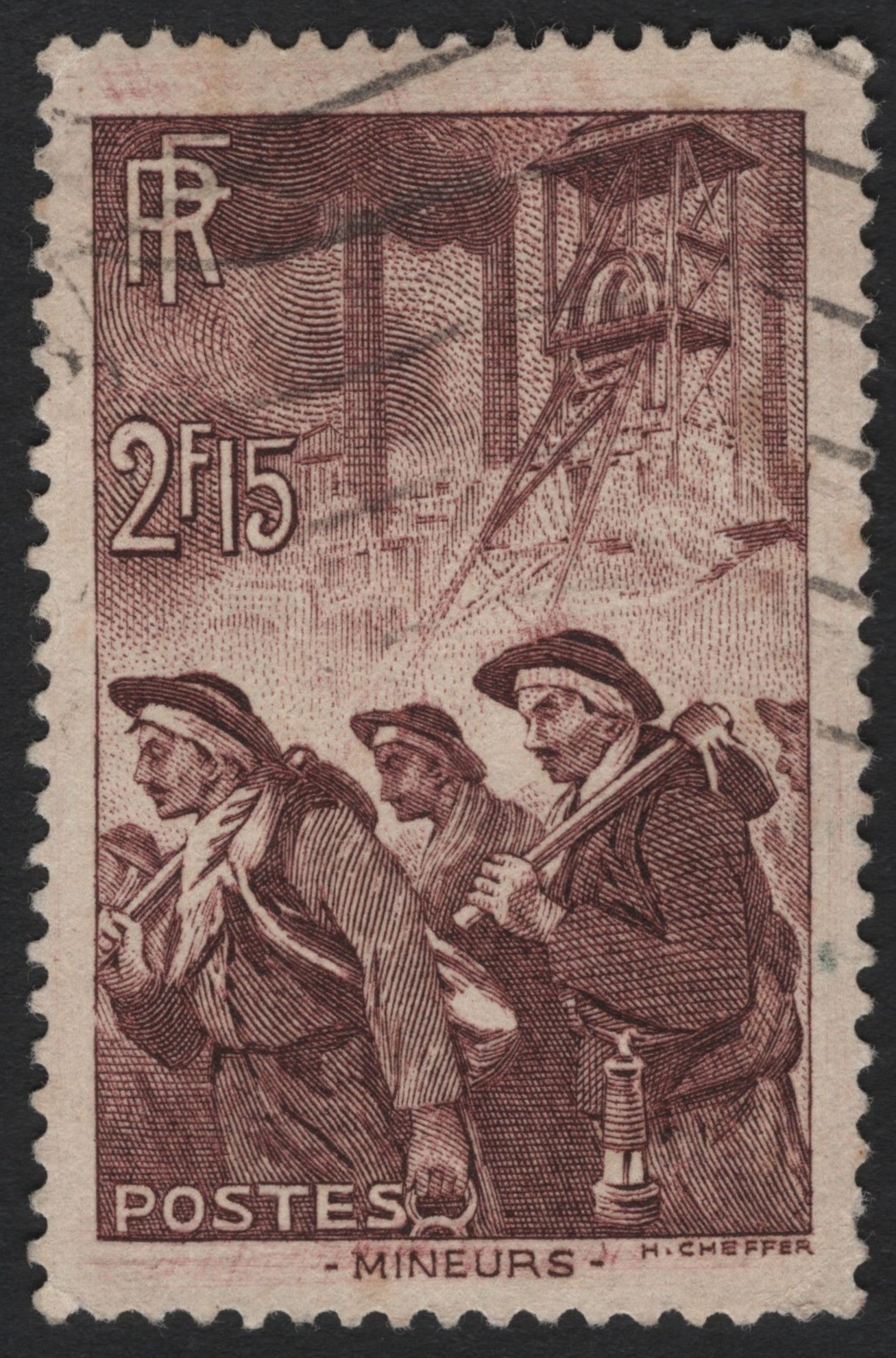 SCG4471 - France 1937 – Coal Miners ("Mineurs") 2 Francs 15c