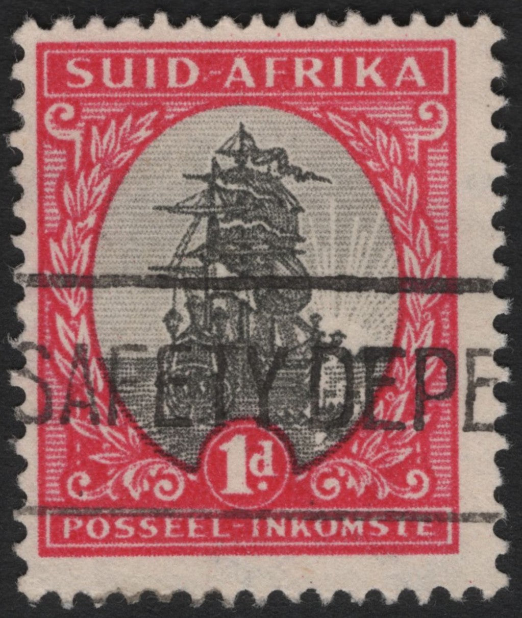 SCG4474 - South Africa 1930s Revenue Stamp – 1d Sailing Ship