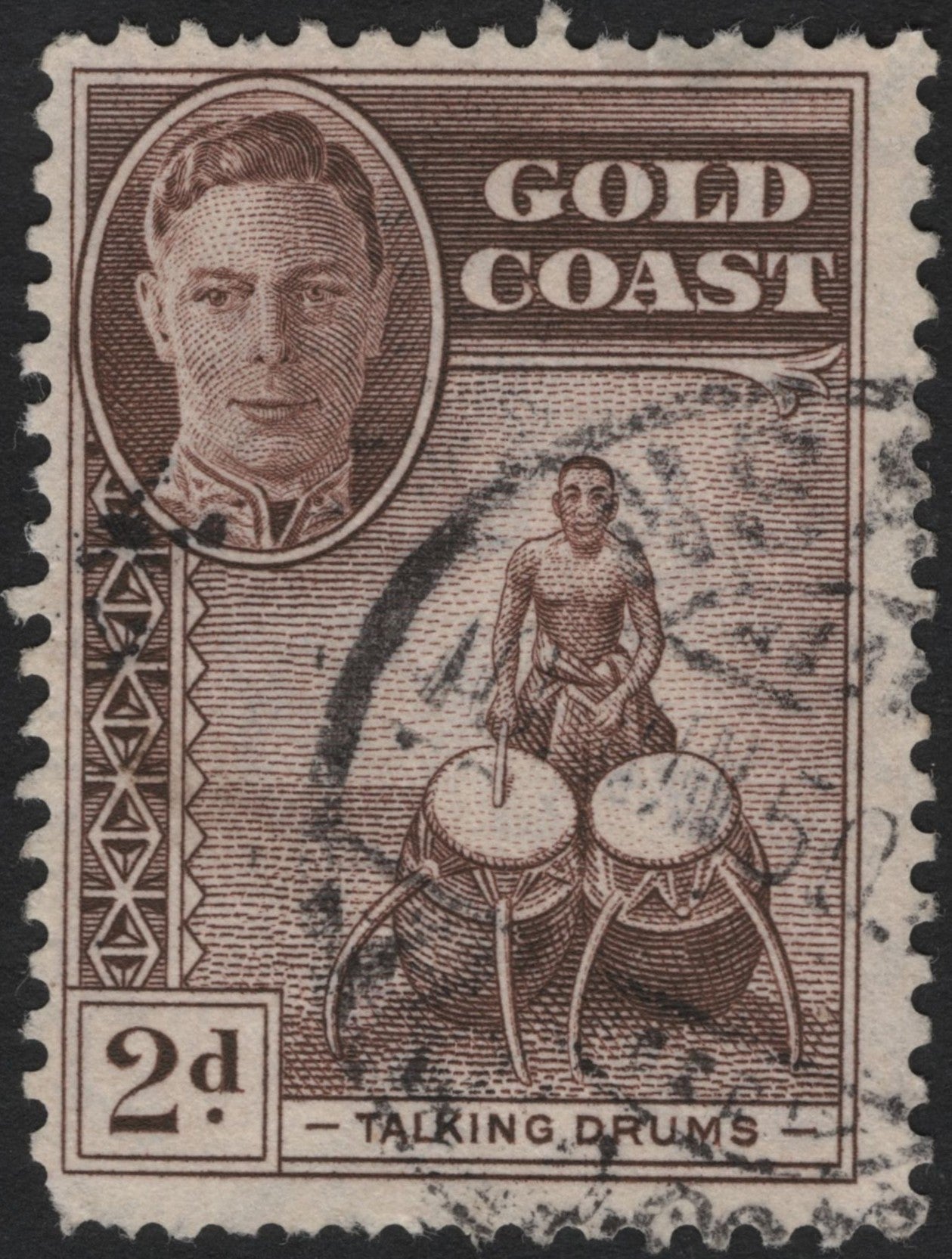 SCG4477 - Gold Coast 2d "Talking Drums" Stamp – King George VI (1938-41 Issue)