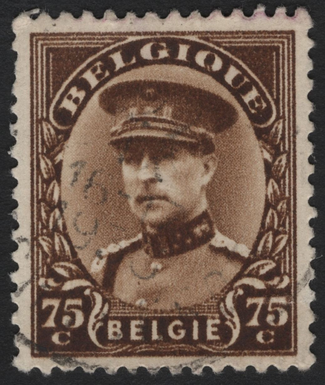 SCG4452 - Belgium 1920s – King Albert I Definitive, 75c Brown