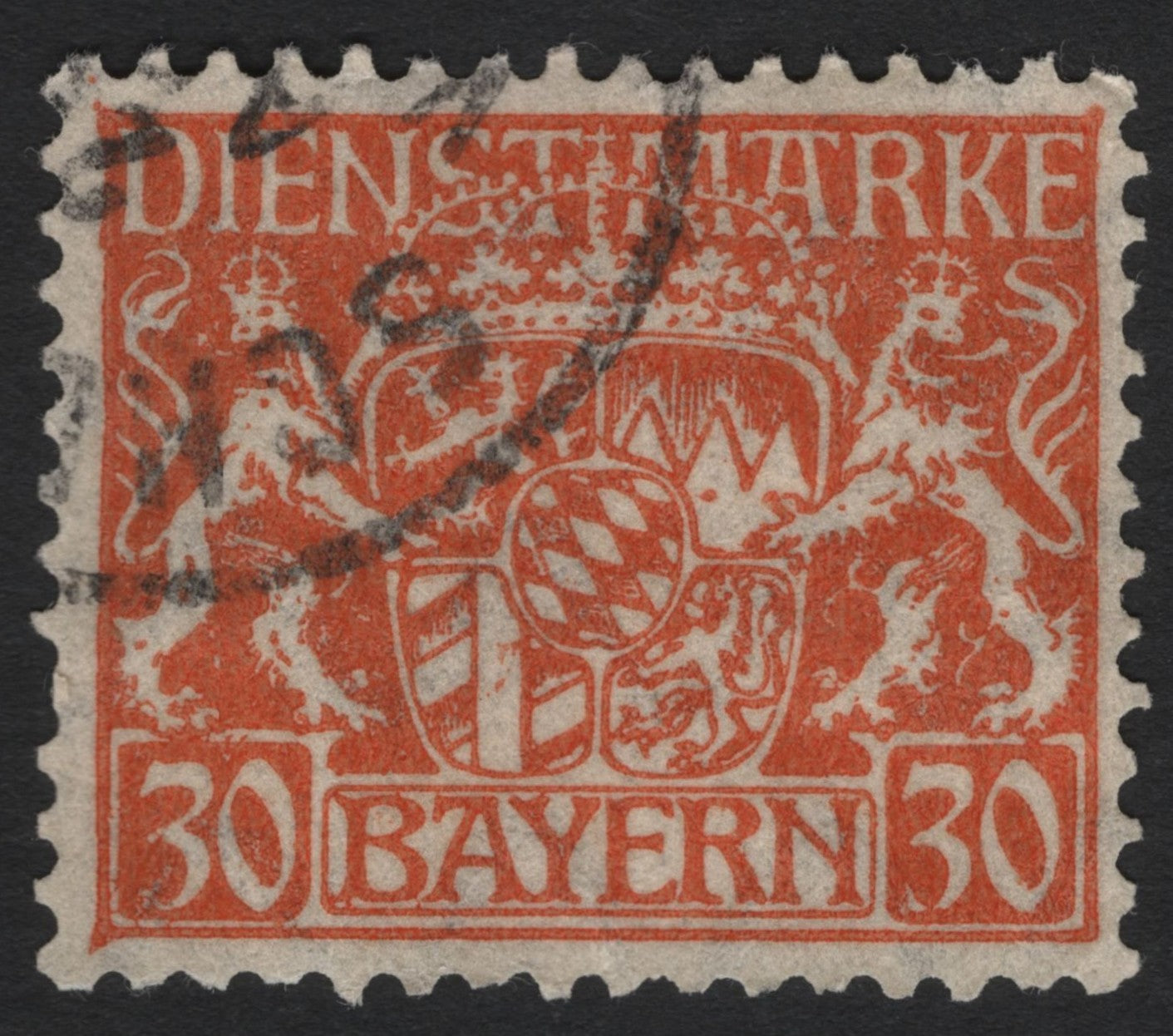 SCG4458 - Bavaria 1919 – Official Service Stamp, 30 Pfennig Red