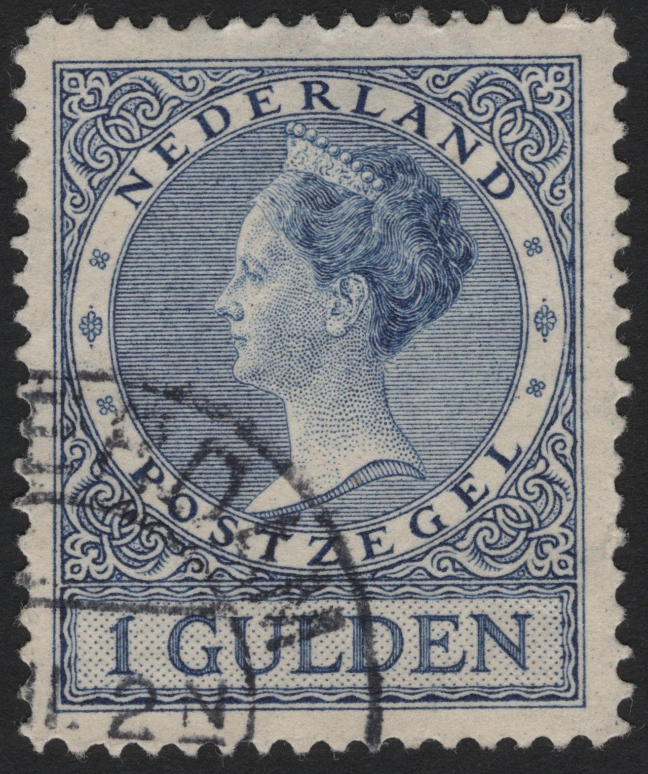SCG4507 - Netherlands 1899–1921 Queen Wilhelmina 1 Gulden Blue