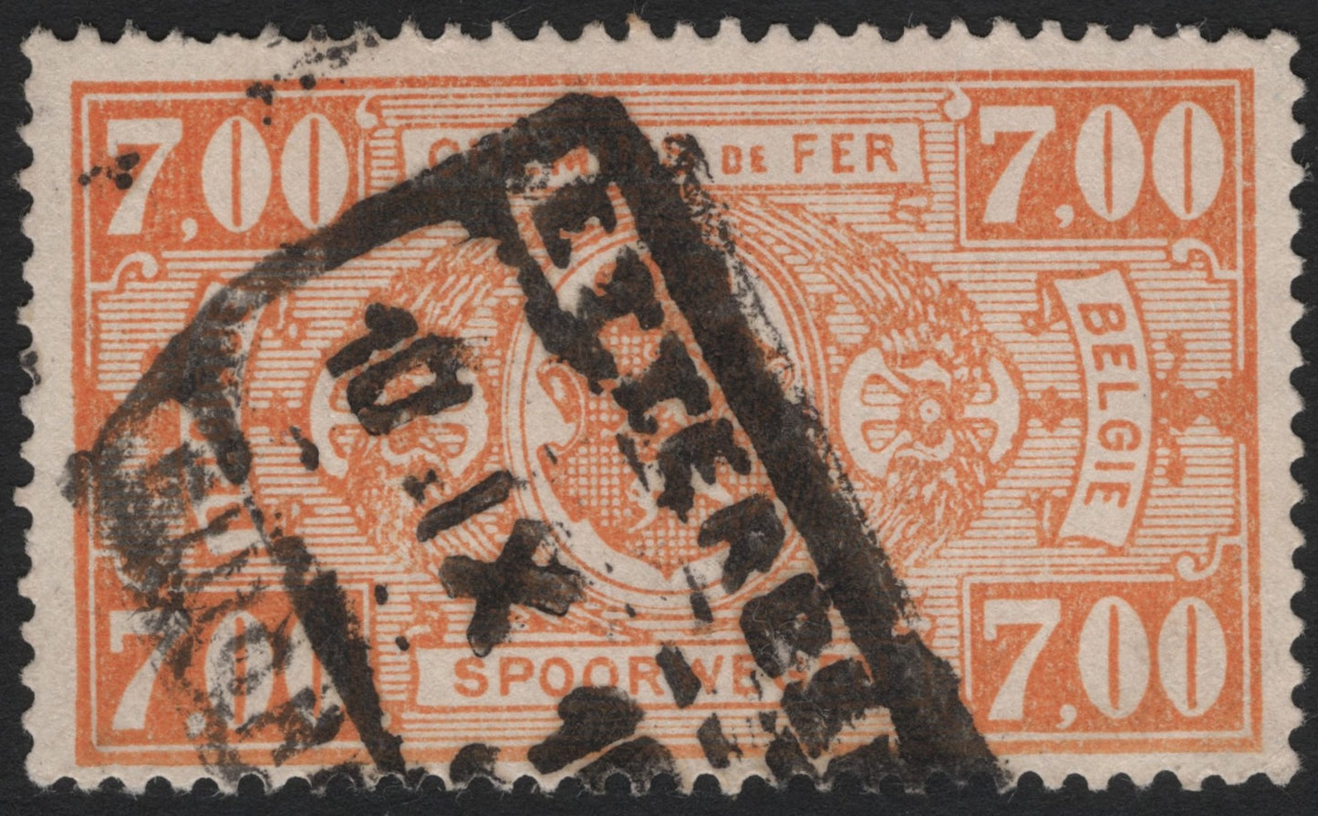 SCG4523 - Belgium 1920s Railway Parcel Post – 7 Franc Orange