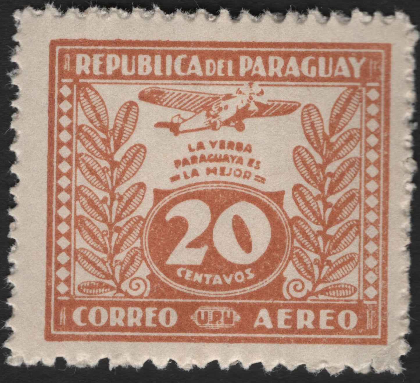 SCG4546 - Paraguay 1929 Airmail Stamp – 20 Centavos "Yerba Mate" Design