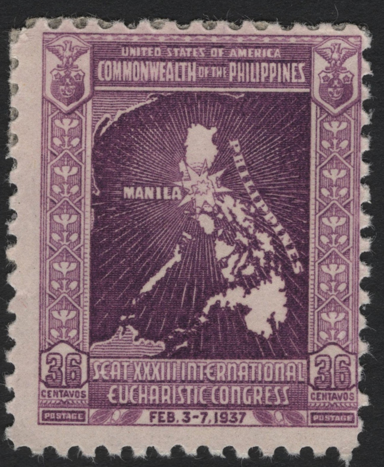 SCG4571 - Philippines 1937 – 33rd International Eucharistic Congress, 36c Violet