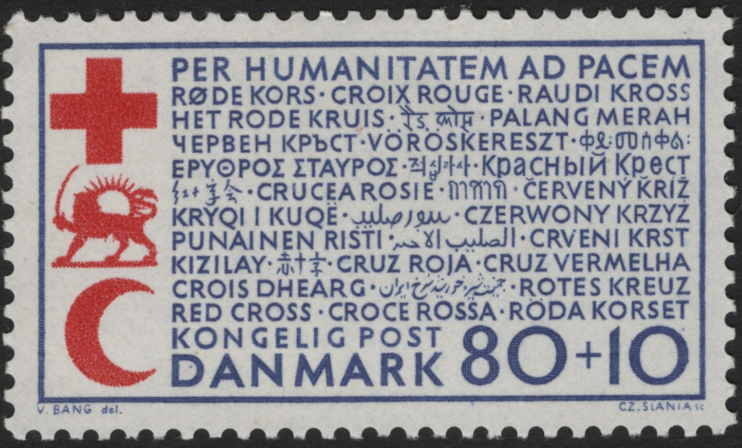 SCG4600 - Denmark 1963 Red Cross Semi-Postal – “Per Humanitatem ad Pacem” (80+10 Øre)