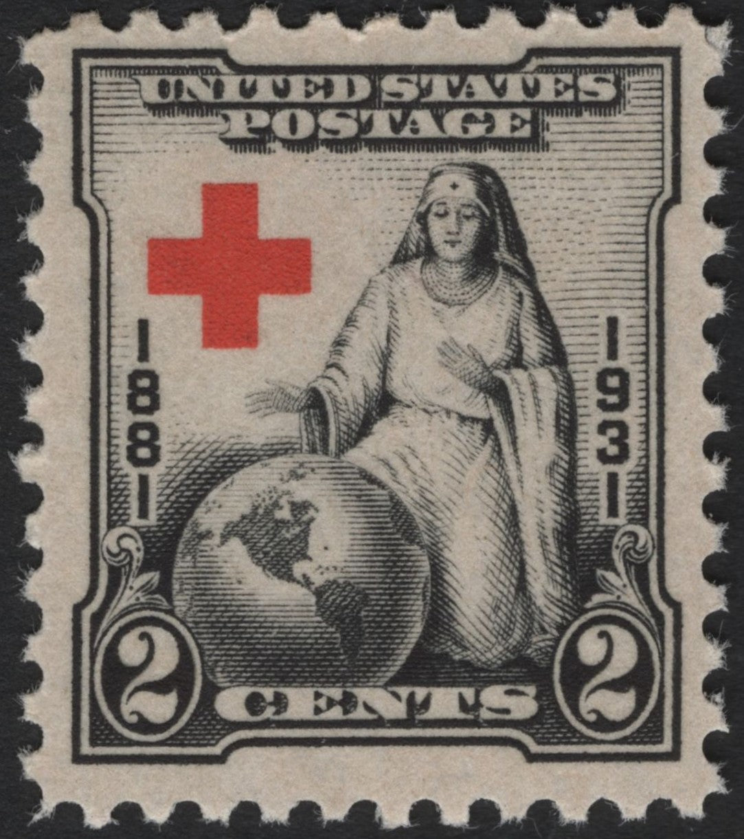 SCG4603 - United States 1931 Red Cross 50th Anniversary – 2 Cents Black & Red